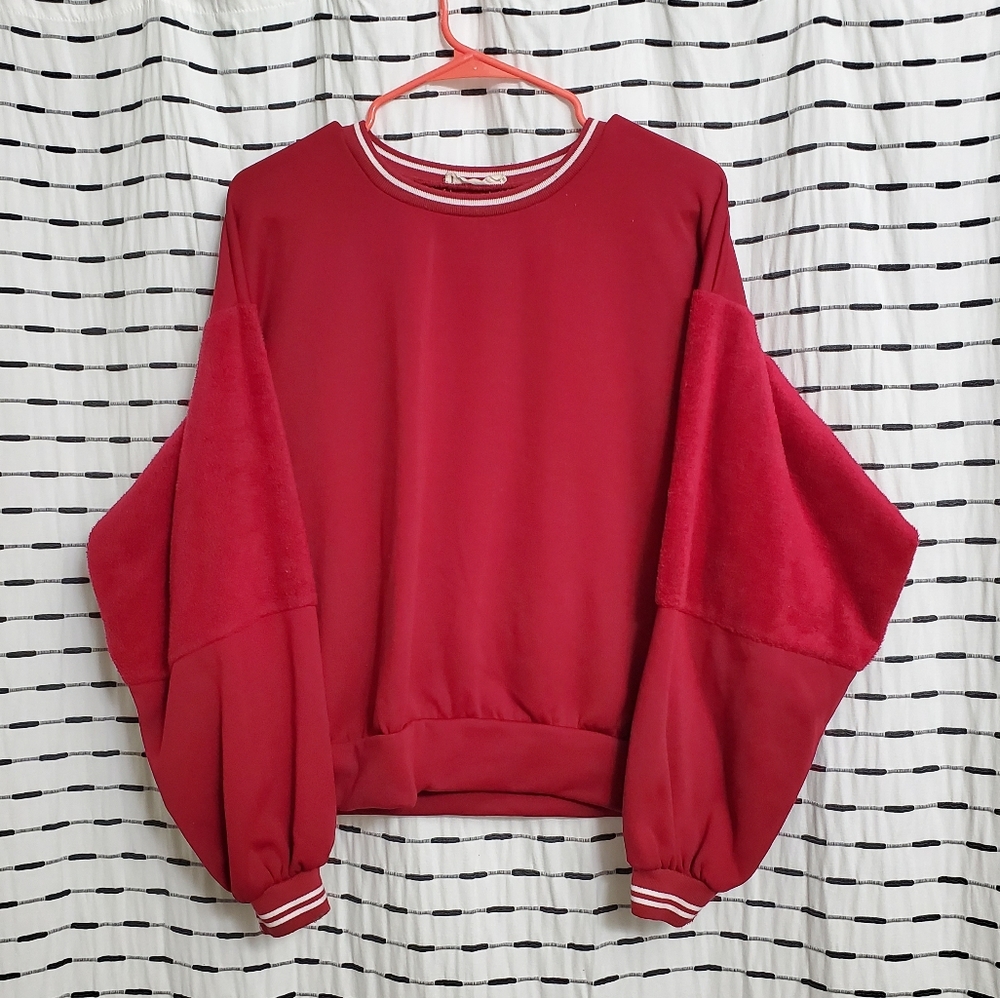Chloe&Katie Fuzzy Puff Sleeve Sweater